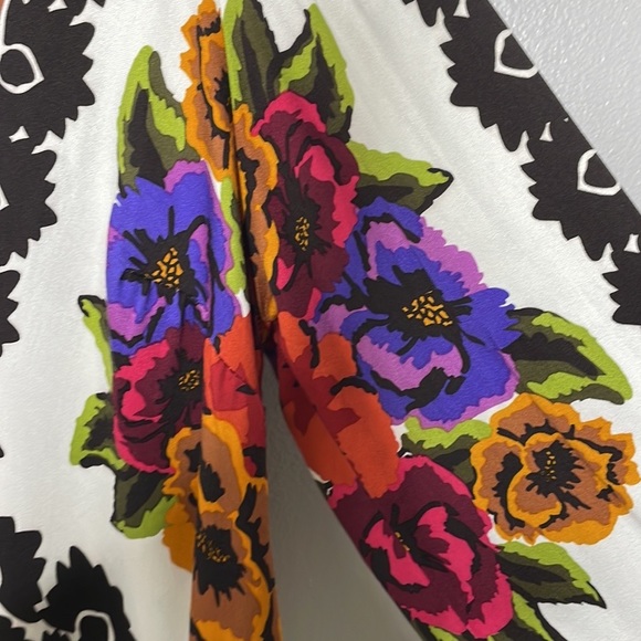 NWT RACHEL ZOE FLORAL TAPESTRY PRINT PUFF-SLEEVE TOP w/ 1 HOOK FRONT SZ S - Picture 8 of 11